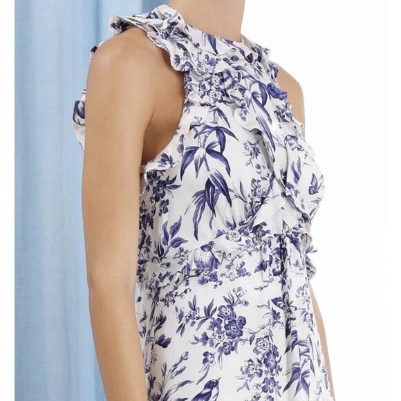 New$450 Zimmermann Sleeveless Silk Blend Frilled Top in Blue Bird 0 / US 2P (XS) - Picture 1 of 12